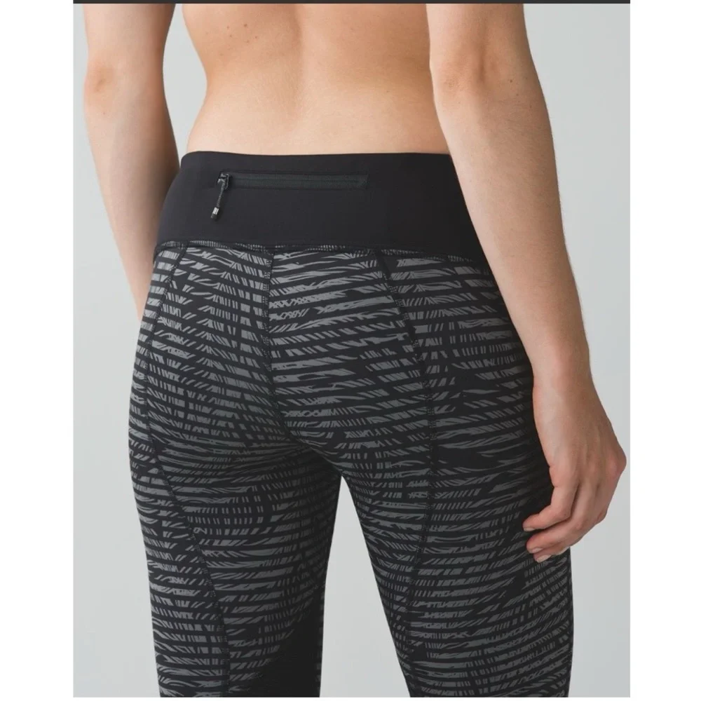Lululemon Pace Rival Crop *Full-OnLuxtreme Stripe Play Slate Black Size 4